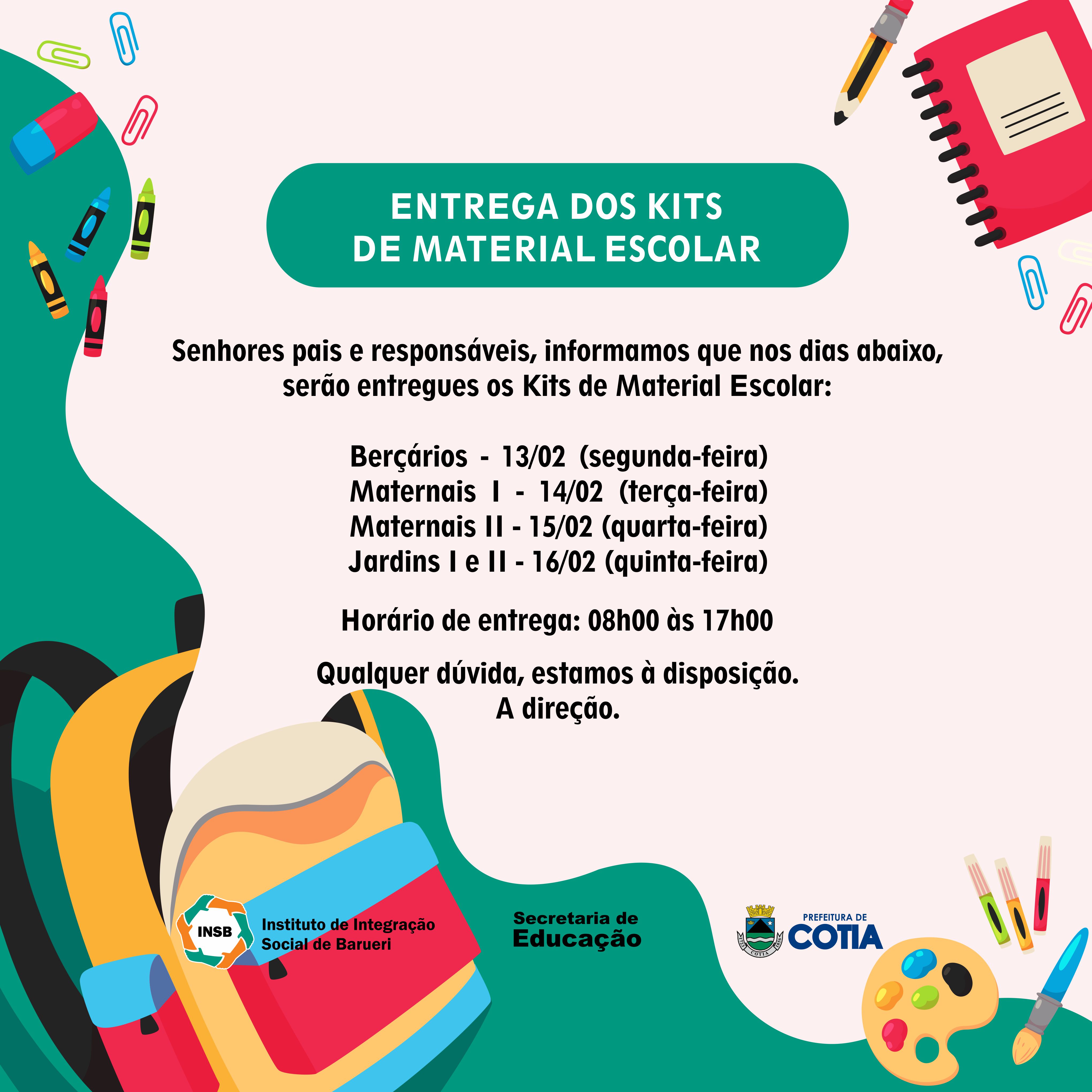 Educação divulga o cronograma de entrega do material escolar – Prefeitura  de Cotia